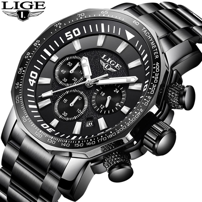 LIGE Mens Watches Top Brand Luxury Men's Military Waterproof Sports  HOUR