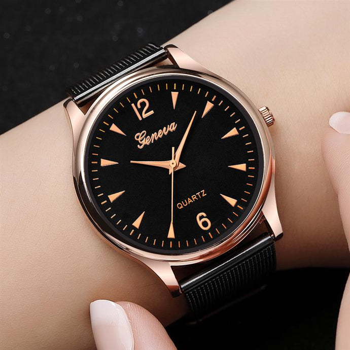 2018 GENEVA Women Luxury Dress Watch Mesh Stainless Steel