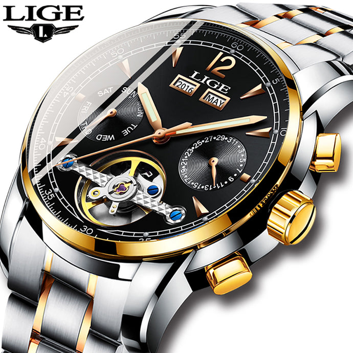 Men Watches Luxury Top Brand LIGE Tourbillon Mechanical Sports HOUR