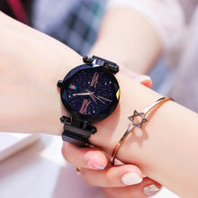 Load image into Gallery viewer, Women Watch Top Luxury Brand Dress Watch For Magnet Starry Sky Blue Mesh Steel