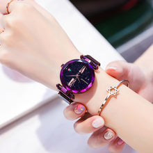 Load image into Gallery viewer, Women Watch Top Luxury Brand Dress Watch For Magnet Starry Sky Blue Mesh Steel