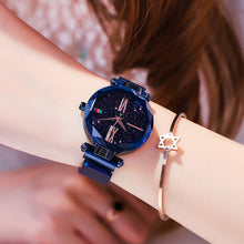 Load image into Gallery viewer, Women Watch Top Luxury Brand Dress Watch For Magnet Starry Sky Blue Mesh Steel