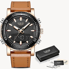 Load image into Gallery viewer, LIGE New Mens Watches Top Brand Luxury Quartz Dual Display Sport  HOUR