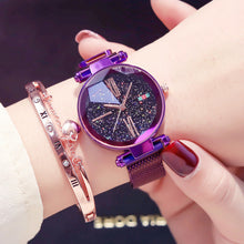 Load image into Gallery viewer, Luxury Purple Ladies Wrist Watch Women Starry Sky Magnetic
