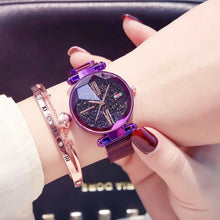 Load image into Gallery viewer, Luxury Purple Ladies Wrist Watch Women Starry Sky Magnetic