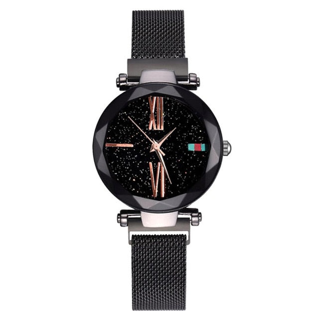 Luxury Rose Gold Bracelet Women Wrist Watch 2018 Ladies Magnet Starry Sky