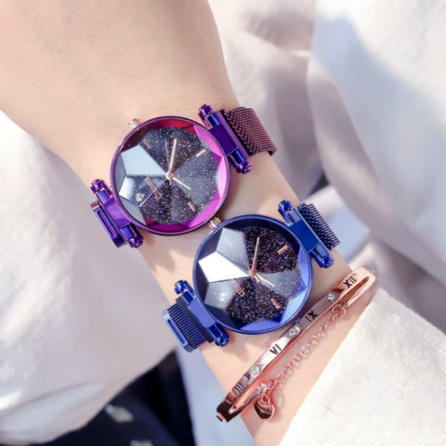 Luxury Rose Gold Magnetic Starry Sky Watch for Women 2019 New Fashion